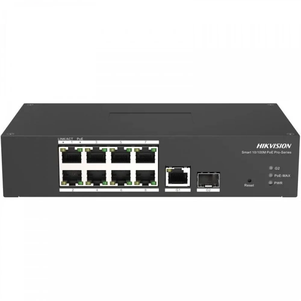 PoE Сетевой коммутатор | Интерфейс: PoE 8×RJ45 10/100Мбит/с / Uplink 1×RJ45 1Гбит/с / Uplink 1×SFP 1Гбит/с | PoE Стандарт: IEEE 802.3af / IEEE 802.3at | Скорость коммутации: 9.2 Гбит/с | Скорость пе