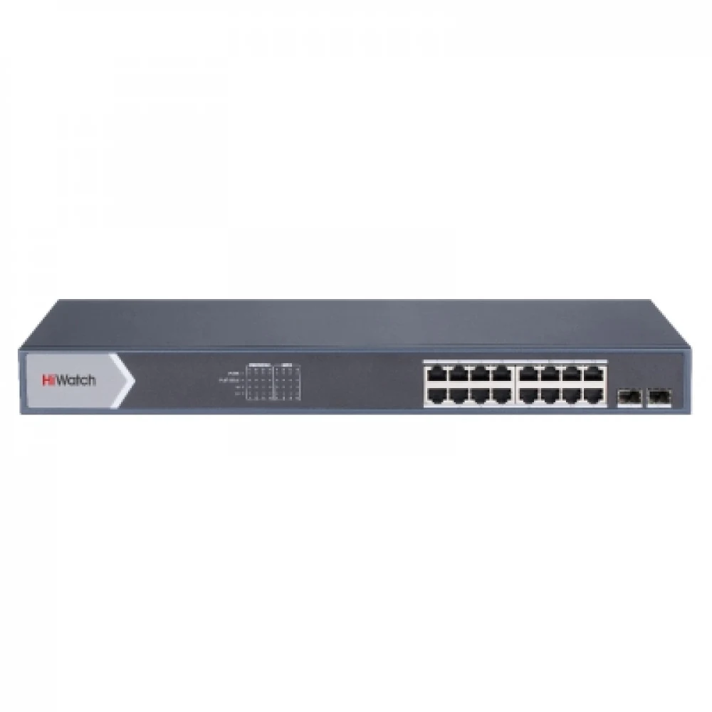PoE Сетевой коммутатор | Интерфейс: PoE 16×RJ45 10/100/1000Мбит/с / Uplink 2×SFP 1'000Мбит/с | Протоколы: IEEE 802.3 / 802.3u / 802.3x | PoE Стандарт: IEEE 802.3af / IEEE 802.3at | Передача данных: