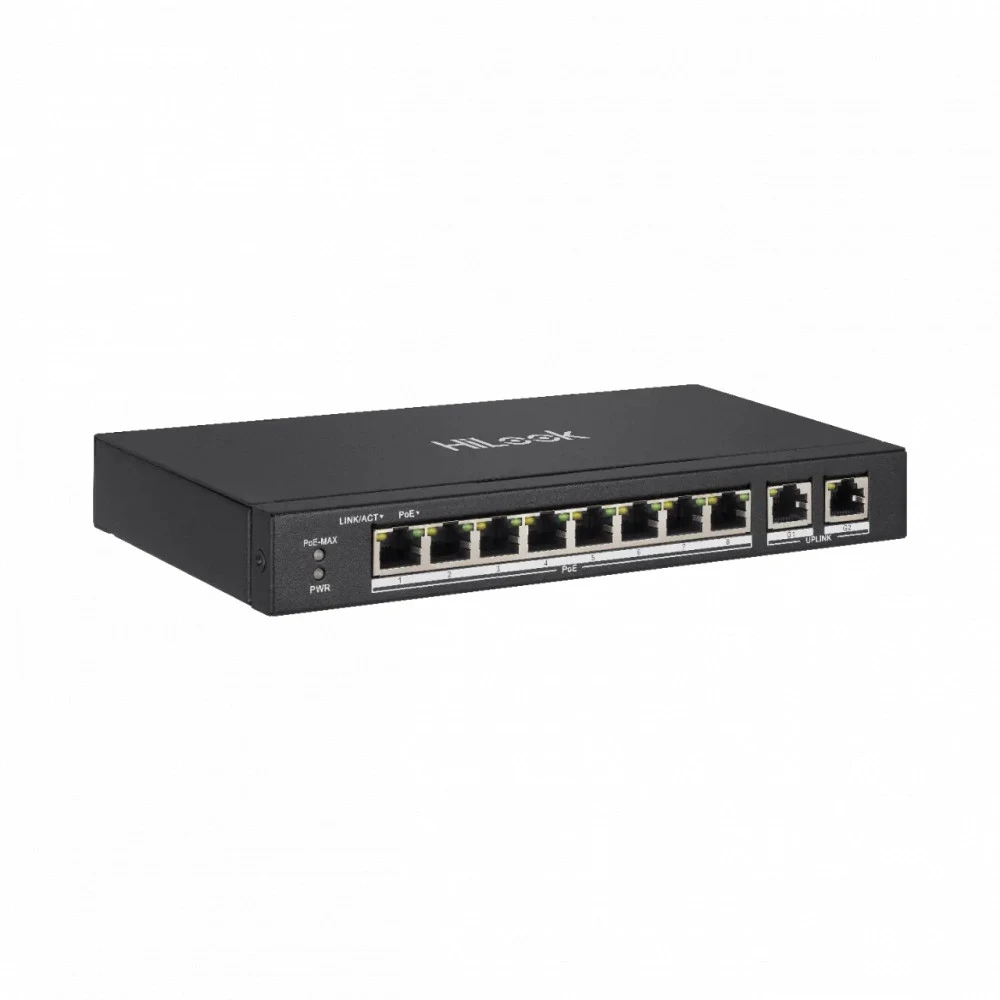 PoE Коммутатор | Уровень: Неуправляемый | Интерфейс: PoE 8×RJ45 10/100Мбит/с / Uplink 2×RJ45 1Гбит/с | Протоколы: IEEE 802.3 / 802.3u / 802.3x / 802.3z / 802.3ab | PoE Стандарт: IEEE 802.3af / IEEE