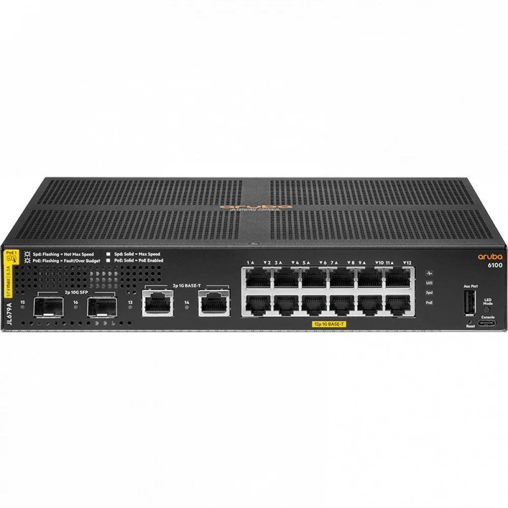Коммутатор HP Enterprise/Aruba 6100 12G Class4 PoE 2G/2SFP+ 139W Switch JL679A#ABB