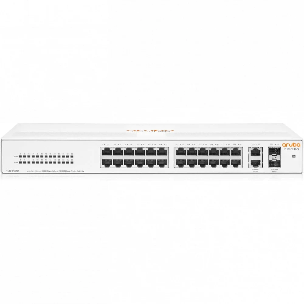 Switch 26 port HP Enterprise Aruba Instant On 1430 26G 2SFP, 26x10/100/1000 Мбит/с, 2xSFP