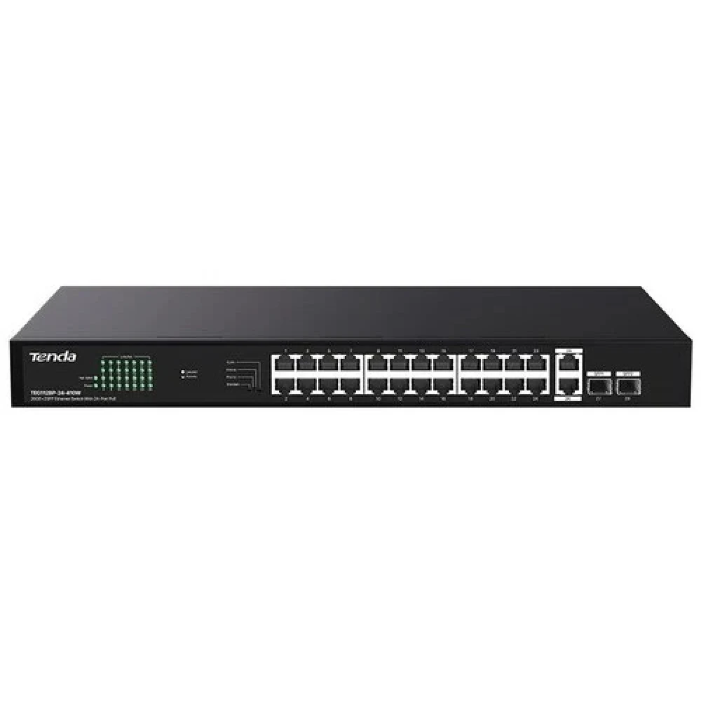 IP-COM G1128P-24-410W Коммутатор неуправляемый PoE, 28 портов, 26x1 Гбит/с, SFP 2x1 Гбит/с, PoE 24x30 Вт (до 370 Вт)