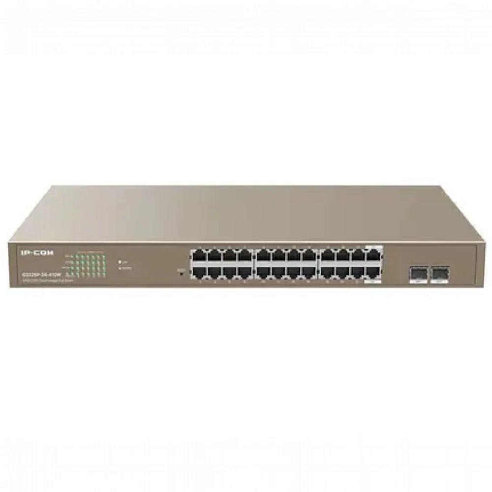 IP-COM G3326P-24-410W Коммутатор управляемый PoE, 26 портов, 24x1 Гбит/с, SFP 2x1 Гбит/с, PoE 24x30Вт (до 370Вт)