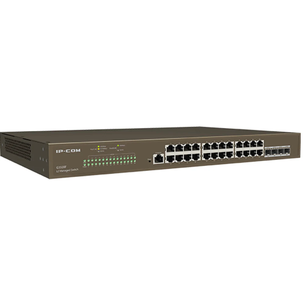 Коммутатор IP-COM G3328F Коммутатор управляемый, 24 порта 24x1 Гбит/с, SFP 4x1 Гбит/с, установка в стойку, металлический корпус