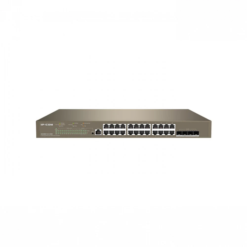 IP-COM G5328XP-24-410W Коммутатор управляемый PoE L3, 26 портов, 24x1 Гбит/с, SFP+ 4x10 Гбит/с