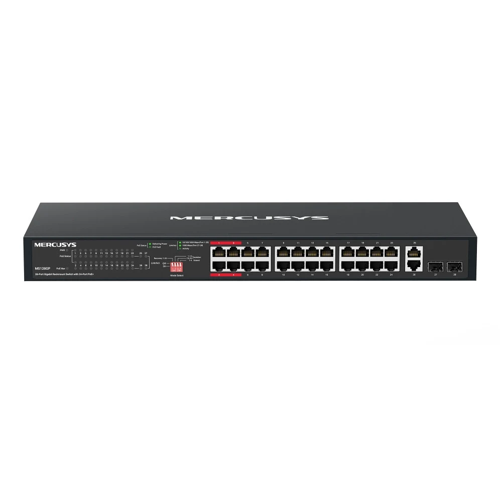 Коммутатор/ 28-Port Gigabit Rackmount Switch with 24-Port PoE+, 24? Gigabit PoE+ ports, 2 ? Gigabit non-PoE ports, and 2 ? Gigabit SFP slots
