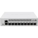 MikroTik Cloud Router Switch CRS310-1G-5S-4S+IN with 800 MHz CPU, 256 MB RAM, 4xSFP+, 5xSFP cages, 1xGBit LAN port, RouterOS L5, desktop case, rackmount ears, PSU