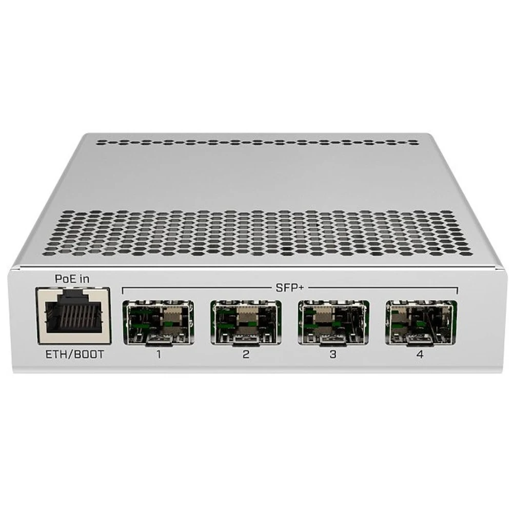 Маршрутизатор MIKROTIK CRS305-1G-4S+IN Cloud Router Switch 305-1G-4S+IN with 800MHz CPU, 512MB RAM, 1xGigabit LAN, 4xSFP+ cages, RouterOS L5 or SwitchOS (dual boot), metallic desktop case, PSU (0021