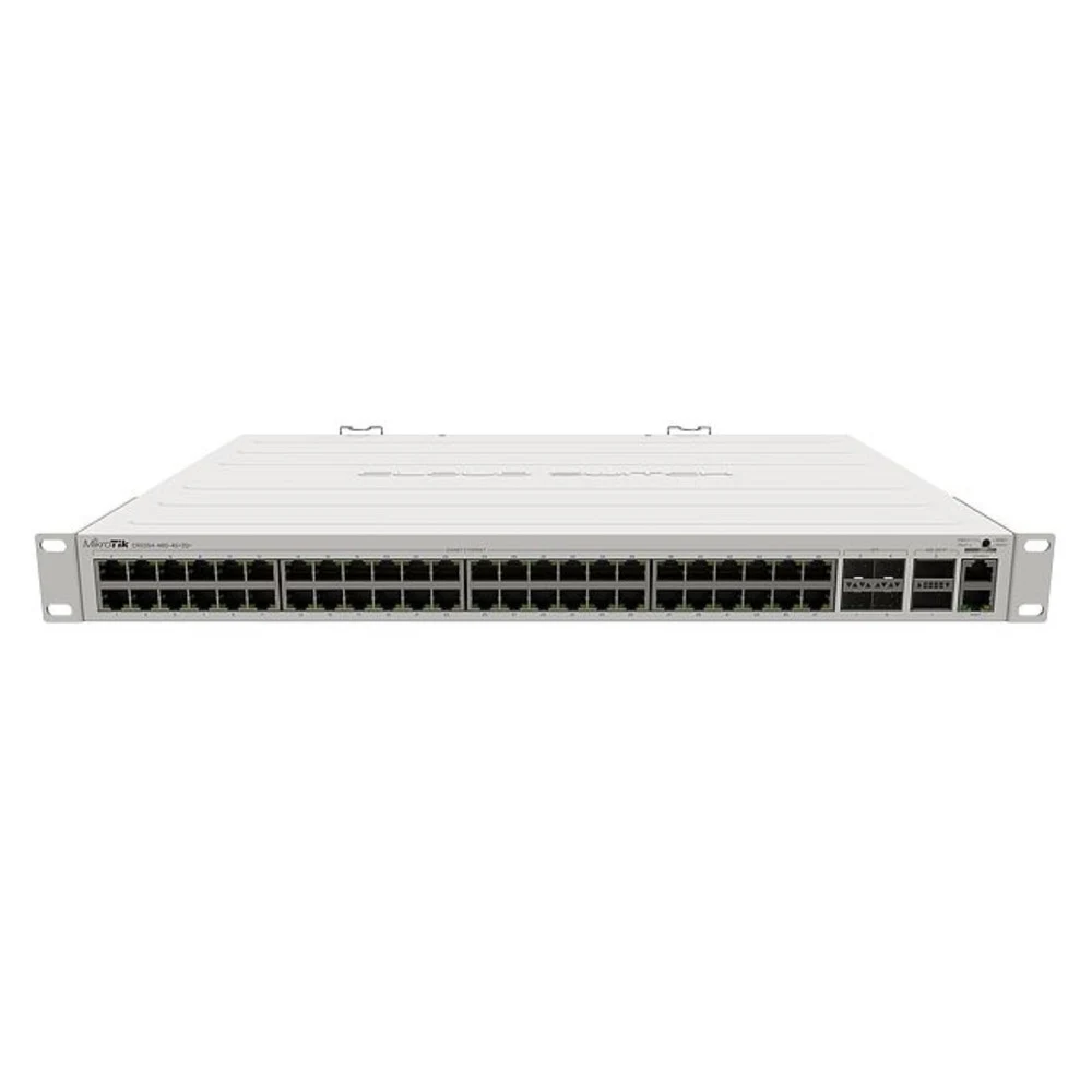 Коммутатор MIKROTIK CRS354-48G-4S+2Q+RM Cloud Router Switch 354-48G-4S+2Q+RM with 48 x Gigabit RJ45 LAN, 4 x 10G SFP+ cages, 2 x 40G QSFP+ cages, RouterOS L5, 1U rackmount enclosure, Dual redundant