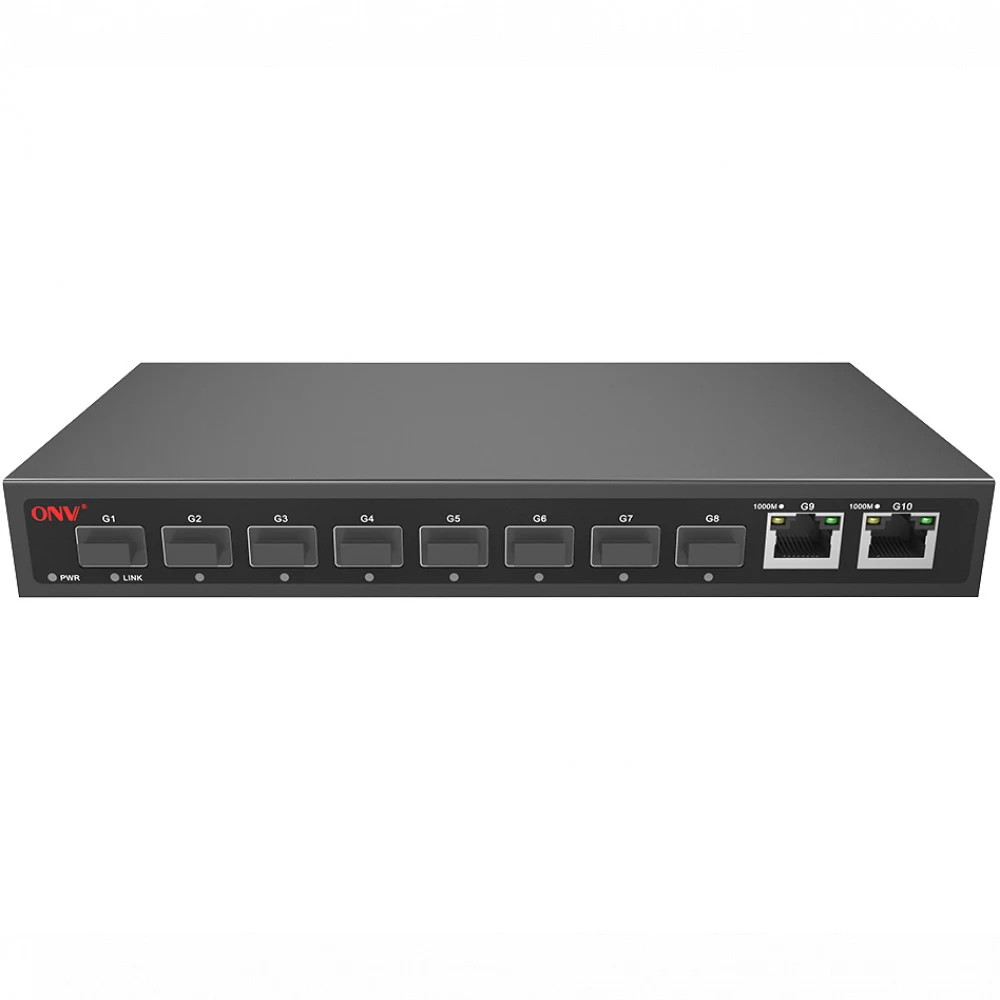 Коммутатор GbE 8-портовый ONV H3008FO &lt 8*1000M SFP+2*10/100/1000M RJ45, Switch capacity：20Gbps, Buffer Memory：2M, Forwarding Rate：14.89Mpps, MAC Address Table：4K, Built-in power supply, compitabl