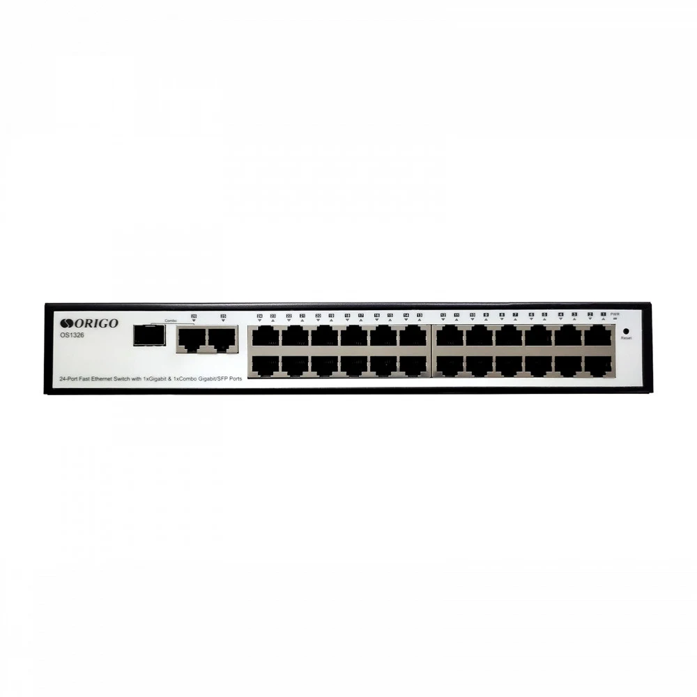 Коммутатор OS1326/A1A Управляемый L2 коммутатор, 24x100Base-TX, 1x1000Base-T, 1xCombo 1000Base-T/SFP, комплект для установки в 19" стойку