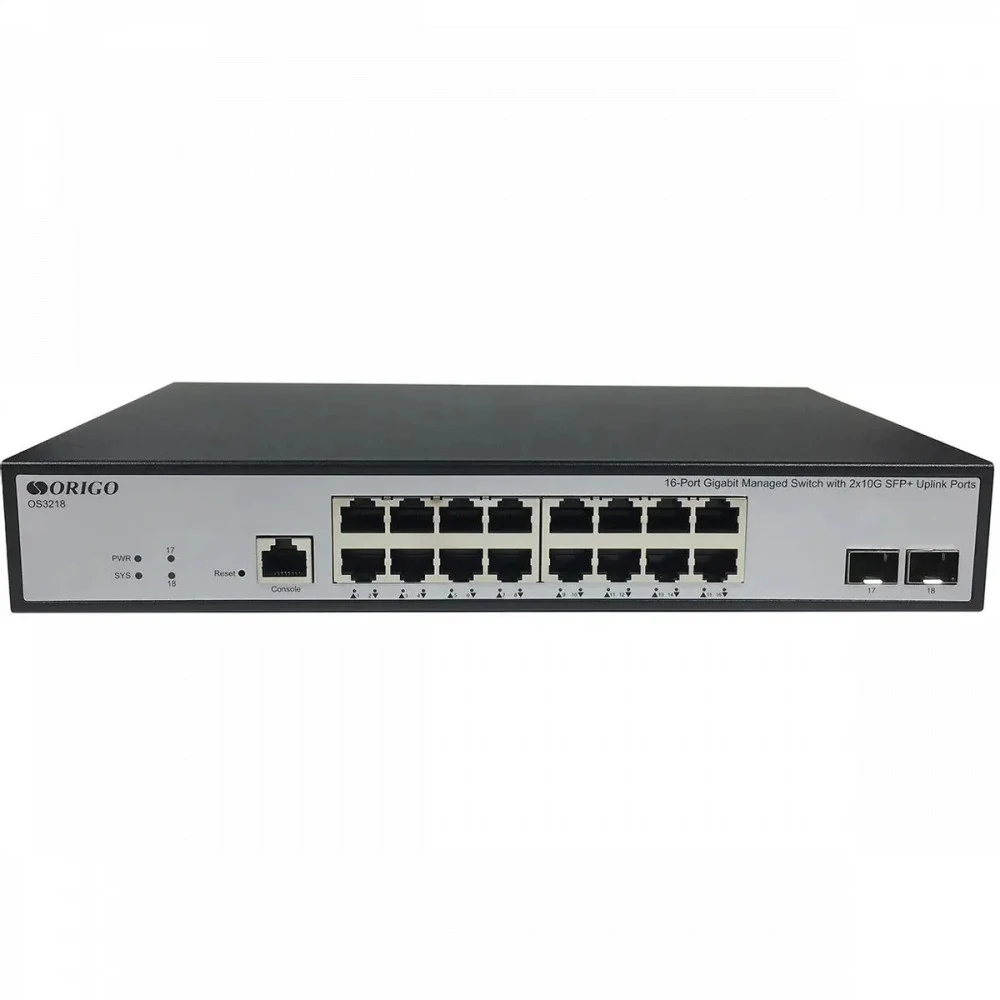 коммутатор ORIGO Управляемый L3 коммутатор, 16x1000Base-T, 2x10GBase-X SFP+, консольный порт RJ-45, комплект для установки в 19" стойку