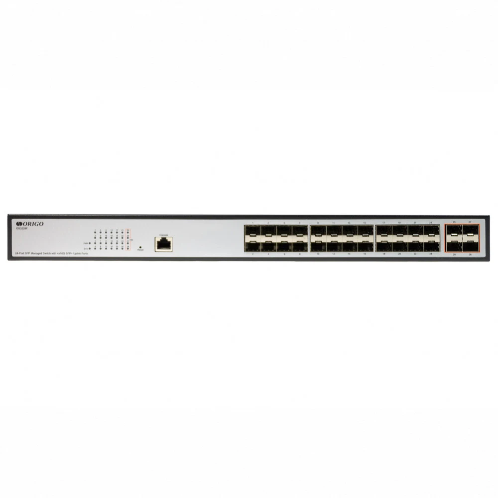 Коммутатор ORIGO Управляемый L3 коммутатор, 24x1000Base-X SFP, 4x10GBase-X SFP+, консольный порт RJ-45, комплект для установки в 19" стойку