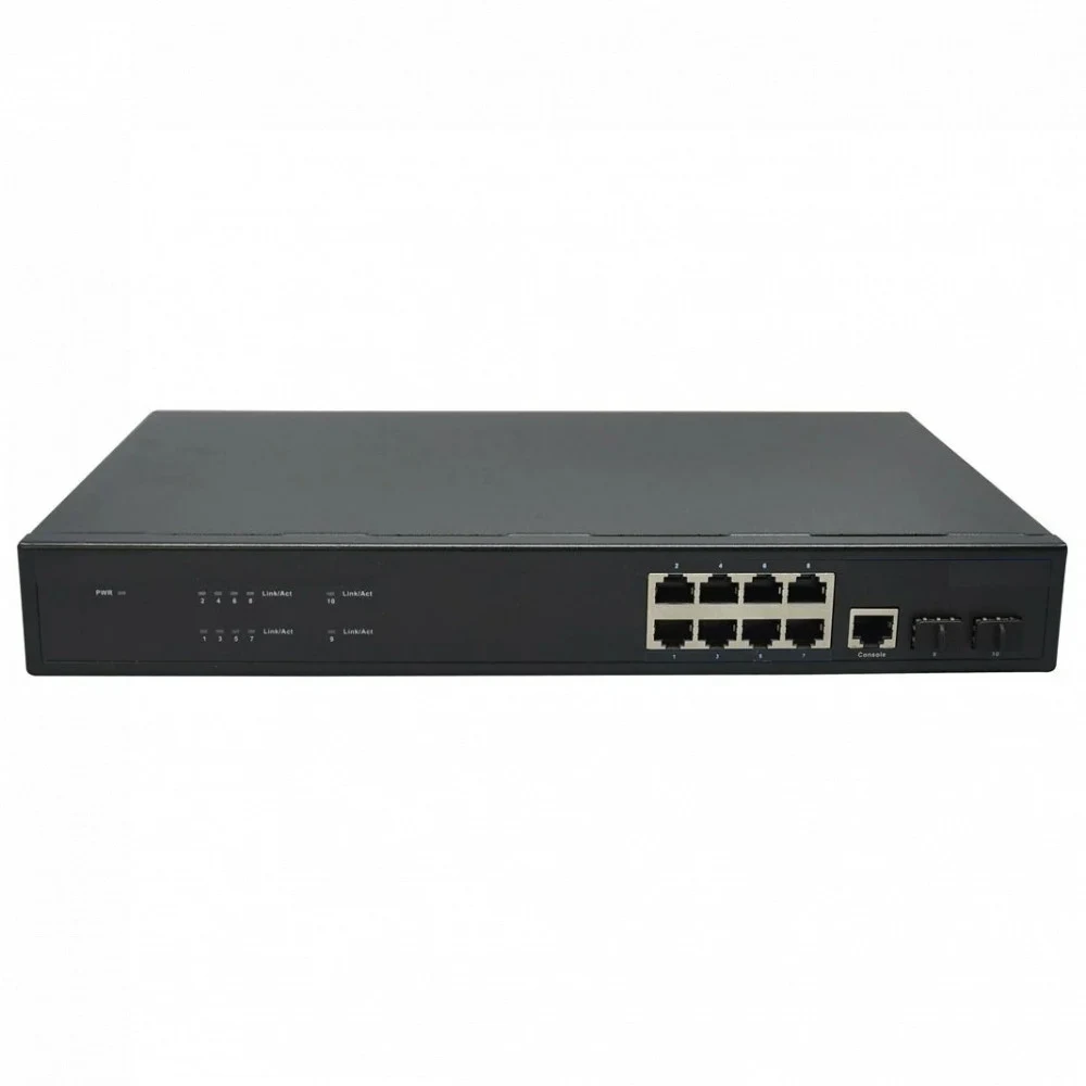 Коммутатор Gigabit Ethernet OSNOVO SW-70802/L2 Управляемый (L2+) коммутатор Gigabit Ethernet на 10 портов.Порты: 8 x GE (10/100/1000Base-T) + 2 x GE (SFP 1000Base-X), Консольный порт Уровень управле