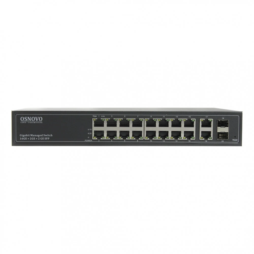 Коммутатор/ OSNOVO Коммутатор Gb Ethernet управляемый 18*10/100/1000 Base-T, 2*SFP 1000 Base-X, встроенный БП