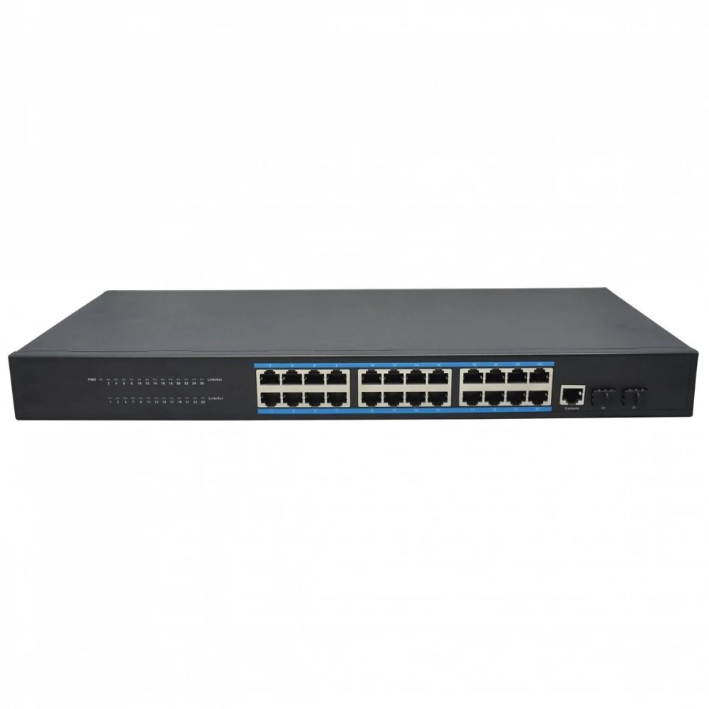 Коммутатор Gigabit Ethernet OSNOVO SW-72402/L2 Управляемый (L2+) коммутатор Gigabit Ethernet на 26 портов.Порты: 24 x GE (10/100/1000Base-T) + 2 x GE SFP (1000Base-X), Консольный порт Уровень управл