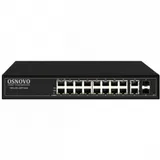 OSNOVO Управляемый L2 PoE коммутатор Gigabit Ethernet на 16 RJ45 PoE + 2 x RJ45 + 2 GE SFP портов, до 30W на порт, суммарно до 300W
