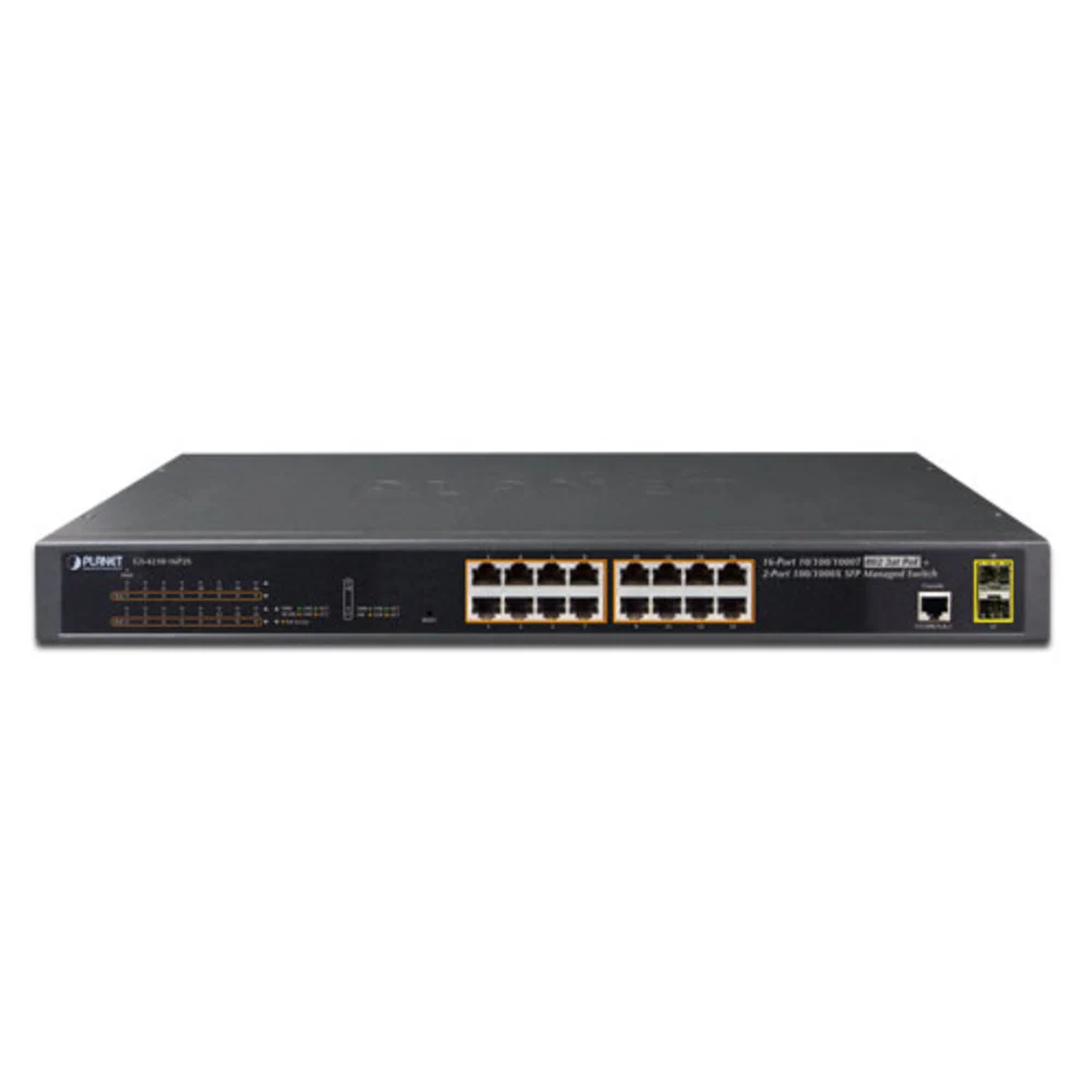 коммутатор/ PLANET IPv6/IPv4, 16-Port Managed 802.3at POE+ Gigabit Ethernet Switch + 2-Port 100/1000X SFP (220W)