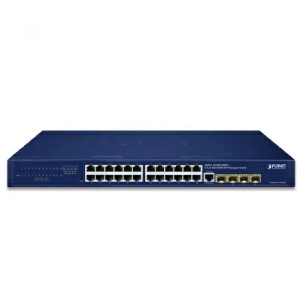 коммутатор/ PLANET GS-4210-24T4S IPv4/IPv6, 24-Port 10/100/1000T + 4-Port 100/1000X SFP L2/L4 SNMP Manageable Gigabit Ethernet Switch(supports ERPS Ring, CloudViewer app, MQTT and Cybersecurity feat