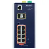 Коммутатор, Planet, IGS-10020HPT, Промышленный, 8 портов 10/100/1000М RJ45 PoE+2 порта 100/1000X SFP, Управляемый, Корпус металл