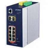 Коммутатор, Planet, IGS-10020HPT, Промышленный, 8 портов 10/100/1000М RJ45 PoE+2 порта 100/1000X SFP, Управляемый, Корпус металл