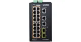 IP30 Industrial L2+/L4 16-Port 1000T 802.3at PoE+ 2-Port 1000T + 2-port 100/1000X SFP Full Managed Switch (-40 to 75 C, dual redundant power input on 48~56VDC terminal block, DIDO, ERPS Ring Support