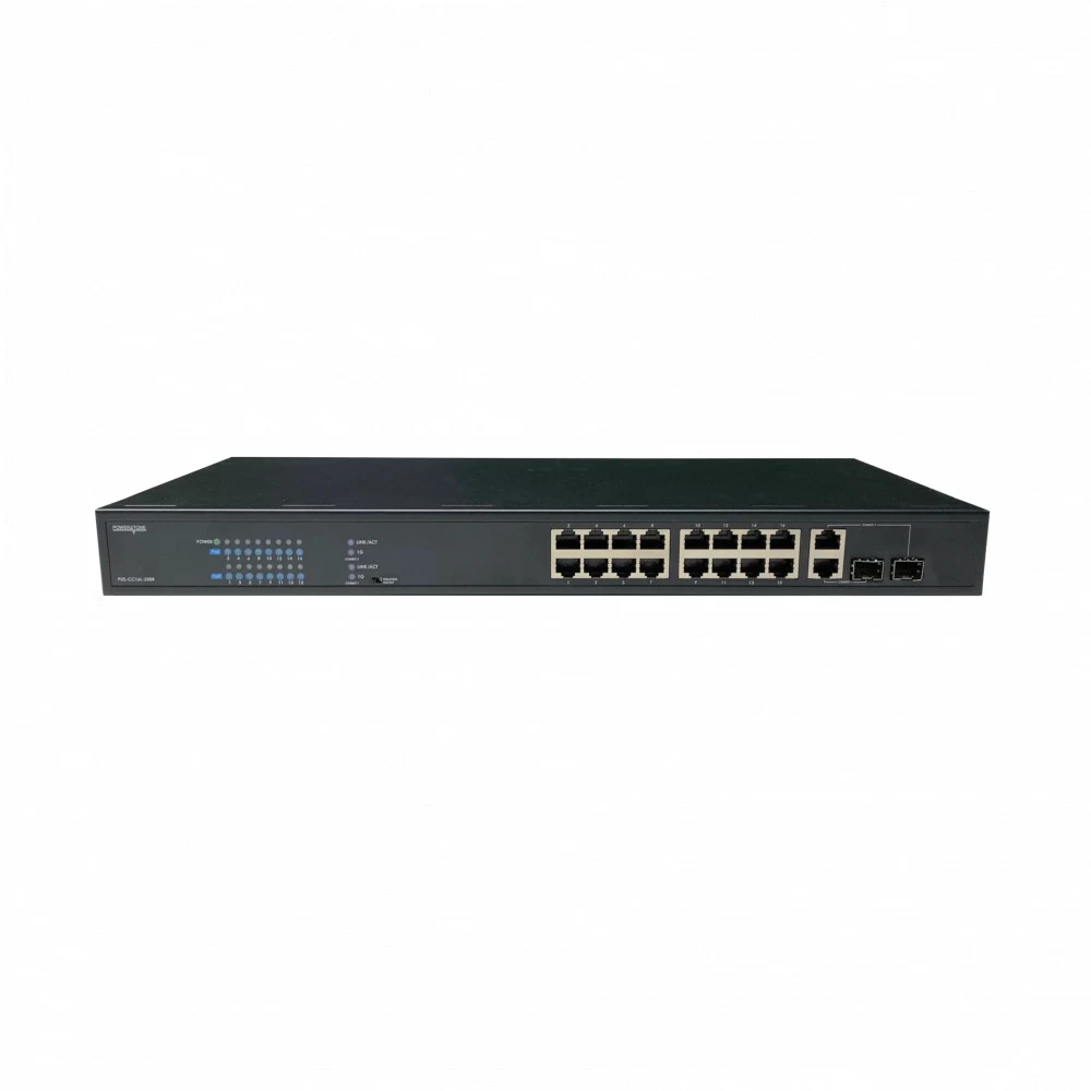 Неуправляемый стоечный 16 портовый PoE коммутатор POWERTONE PUS-CC16L-250R с изоляцией портов