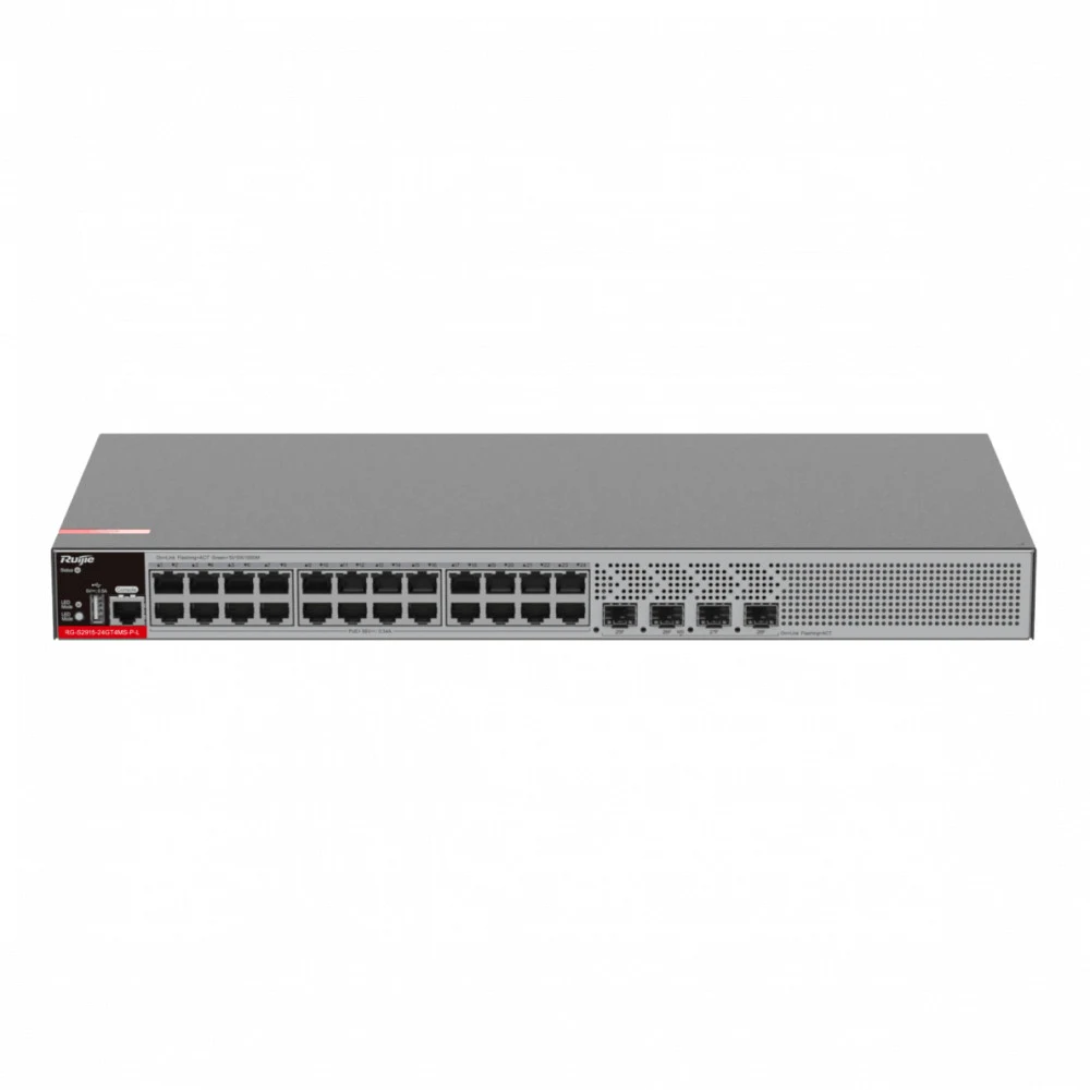Коммутатор RUIJIE RG-S2915-24GT4MS-P-L managed L2+ PoE+ (24 x 10/100/1000 RJ45 4 x 2.5GE/1GE SFP ports 370W PoE)