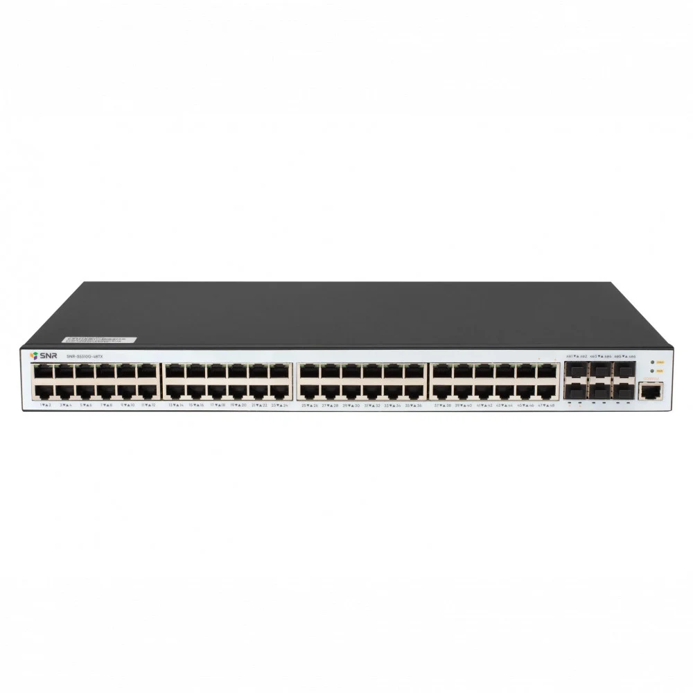 Коммутатор SNR Управляемый коммутатор уровня 2+, 48 портов 10/100/1000Base-T, 6 портов 1/10G SFP+