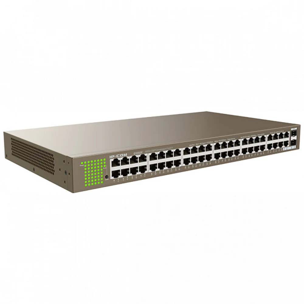 Коммутатор IP-COM G1050F Коммутатор неуправляемый, 48 портов 48x1 Гбит/с, SFP 2x1 Гбит/с, установка в стойку, металлический корпус