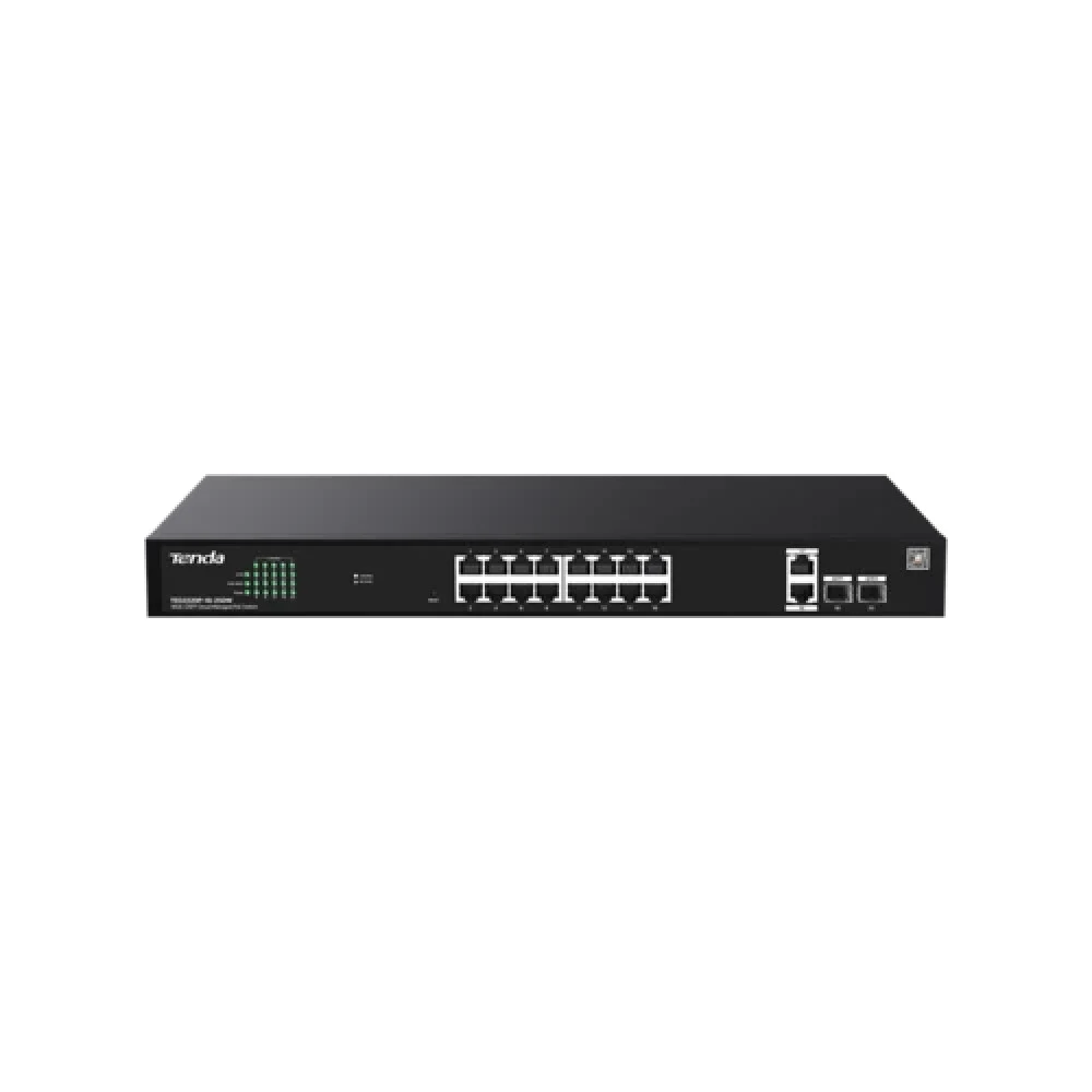 Tenda TEG2220P-16-250W Коммутатор управляемый PoE, 18 портов, 18x1 Гбит/с, SFP 2x1 Гбит/с, PoE 16x30Вт (до 230Вт)