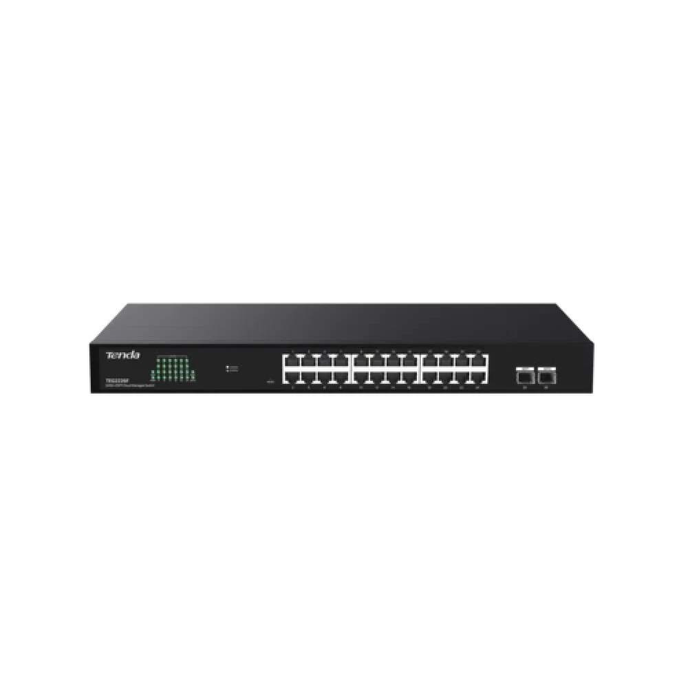 Tenda TEG2226F Коммутатор облачный управляемый, 24x1 Гбит/с, SFP 2x1 Гбит/с, установка в стойку, металлический корпус