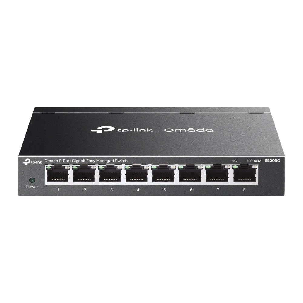 Коммутатор PoE+ GbE Easy Managed 8-портовый TP-Link Omada ES208GP &lt 8-port GbE 802.3af/at PoE+, IGMP Snooping, Omada SDN, 32 группы VLAN, QoS, Автоматическое предотвращение петель, VLAN и IGMP Sno