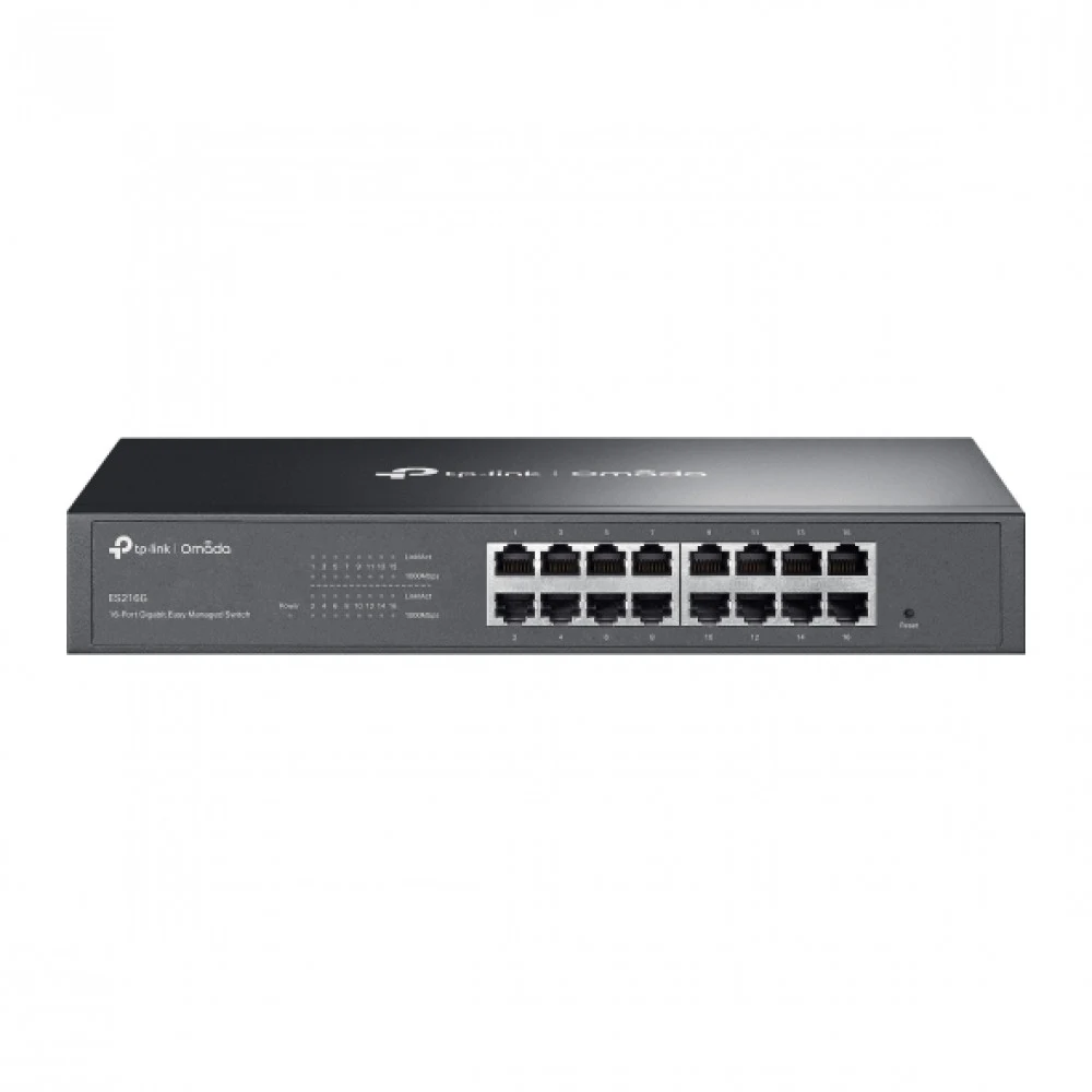 Коммутатор GbE Easy Managed 16-портовый TP-Link Omada ES216G &lt Omada 16 портов GbE, IGMP Snooping, Omada SDN, 32 группы VLAN, QoS, Автоматическое предотвращение петель, VLAN и IGMP Snooping&gt