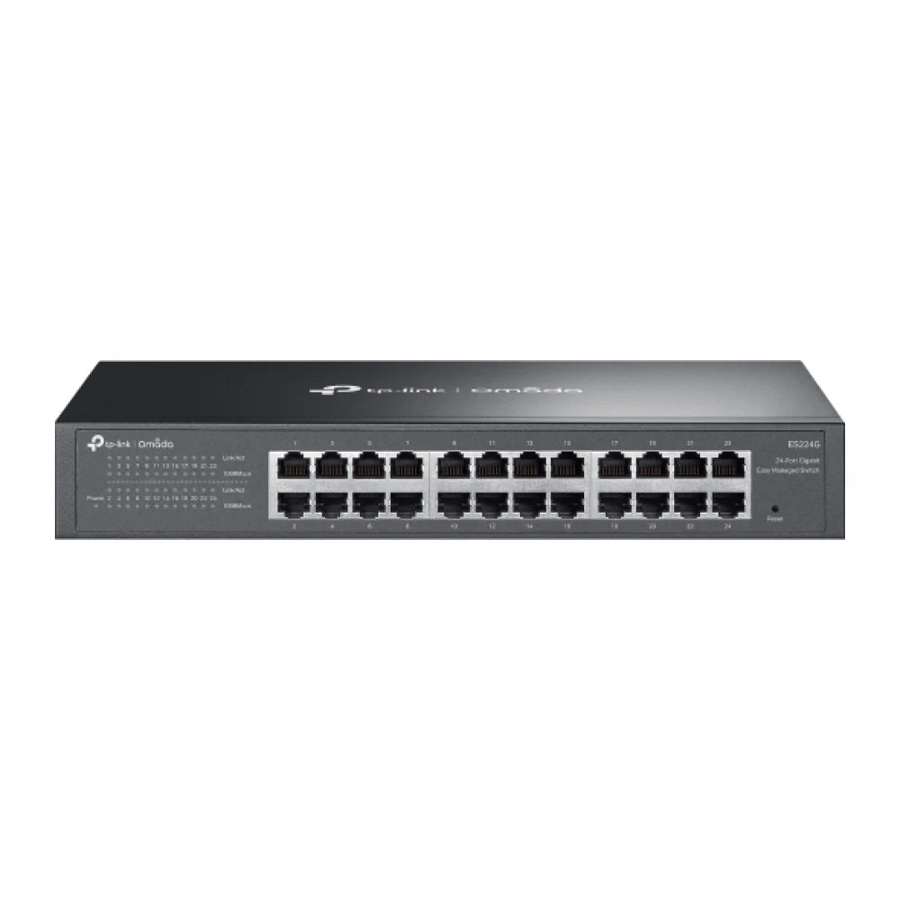 Коммутатор GbE Easy Managed 24-портовый TP-Link Omada ES224G &lt Omada 24 порта GbE, IGMP Snooping, Omada SDN, 32 группы VLAN, QoS, Автоматическое предотвращение петель, VLAN и IGMP Snooping&gt