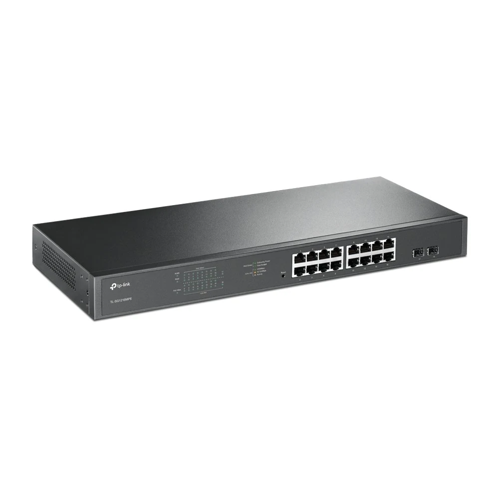TP-Link Easy Smart 18‑портовый гигабитный коммутатор с 16 портами PoE+ ПОРТЫ: 16 гигабитных портов PoE+, 2 гигабитных порта без PoE, 2 комбо гигабитных SFP-слота ХАРАКТЕРИСТИКИ: 802.3at/af, бюджет P