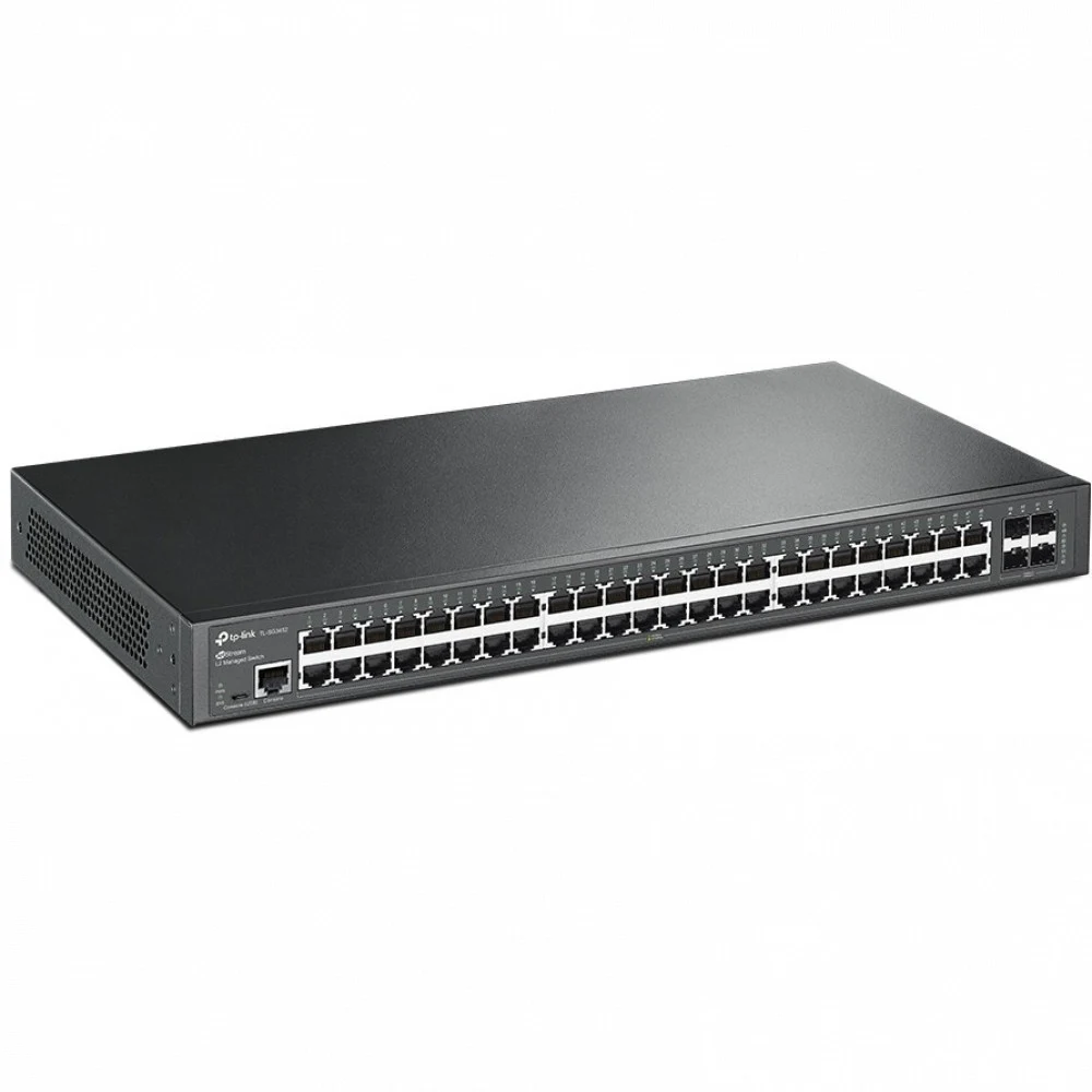 JetStream™ 48-Port Gigabit и 4-Port 10GE SFP+ L2+ Managed Switch with 48-Port PoE+ Порты: 48 × портов PoE+ 1 Гбит/с, 4 × слота 10 Гбит/с SFP+, консольный порт RJ45/Micro-USB Спецификация: 802.3at/af