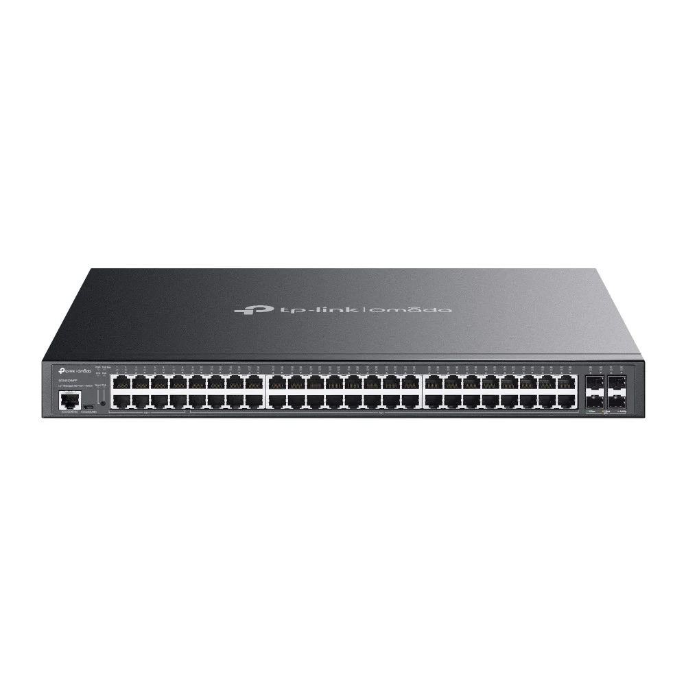 Коммутатор PoE++ управляемый 2.5GbE 52-портовый Tp-Link SG3452XMPP &lt Omada 8 портов PoE++ (max 90W на порт), 40 портов GbE 802.3af/at (max 30W на порт), 4 слота SFP+ 10 Гбит/с, коммутационная матр