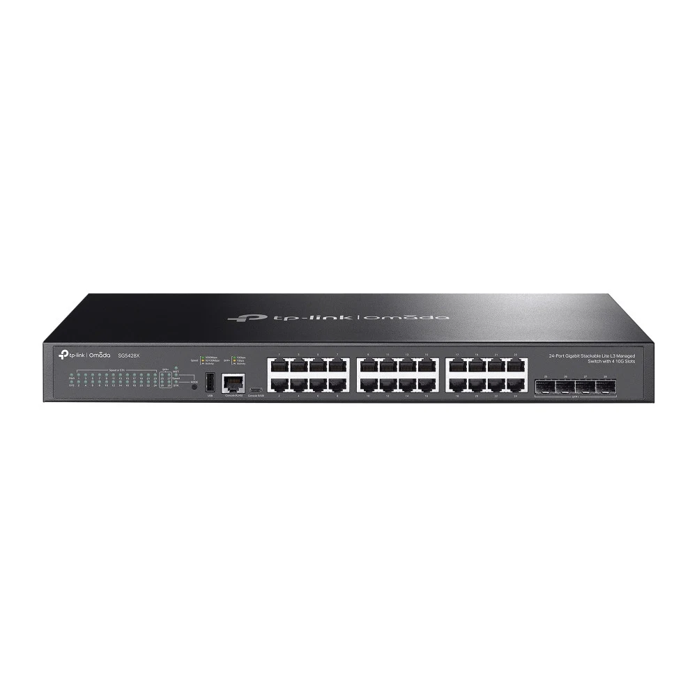 TP-Link SG5428X Omada 24-портовый гигабитный стекируемый управляемый коммутатор уровня L3 с 4 SFP+ слотами 10G
