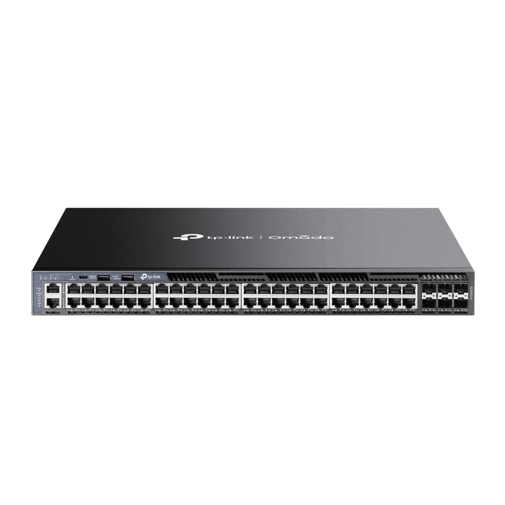 коммутатор TP-Link SG6654X, Omada 48-Port Gigabit Stackable L3 Managed Switch with 6 10GE SFP+ Slots Radius/Tacacs+ Authentication, LACP, CLI, SNMP, Dual Image/Configuration, IPv6, Dual Redundant Po
