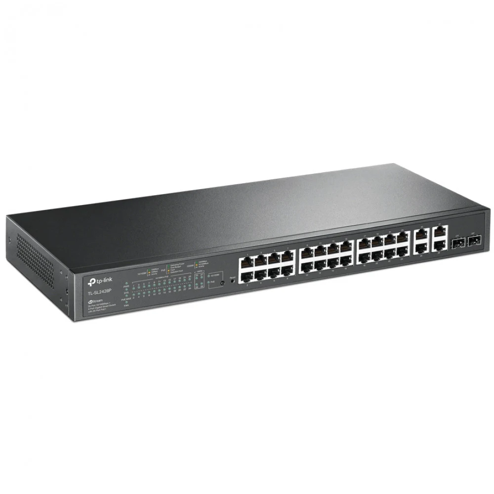 Коммутатор/ 24-Port L2 Switch 10/100Mbps + 4-port Gigabit with 24-port PoE+, PoE budget up to 250W, support PoE power management, with abundant L2 features,1U rack mountable, full managed via web UI