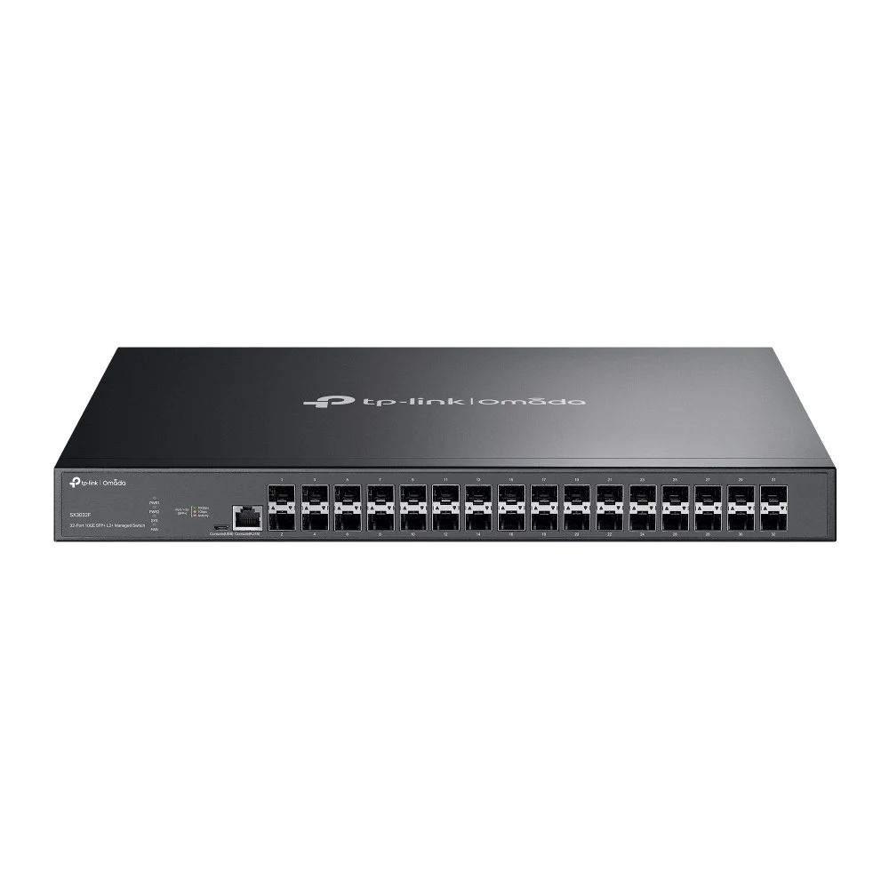 Коммутатор управляемый оптический SFP+ 10GE 16-портовый Tp-Link SX3032F &lt JetStream управляемый коммутатор уровня 2+, 32 слотов SFP+ 10GE, 1 консольный порт RJ45 ,1 консольный порт Micro-usb, Инте