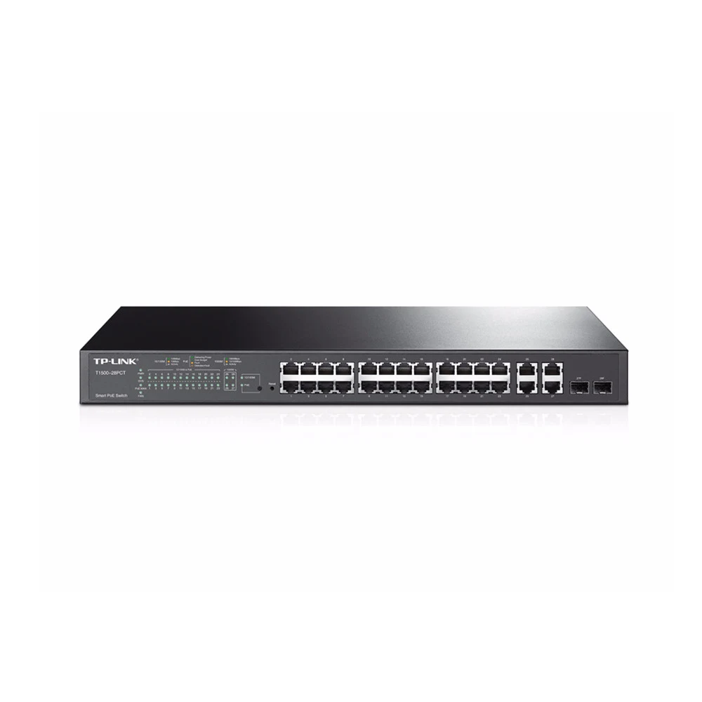 Коммутатор PoE+ Smart 28-портовый Tp-Link TL-SL2428P &lt JetStream™ 24 порта 10/100 PoE+ 802.3at/af (max 30W на порт) + 4 Gigabit RJ45 (2 Combo SFP), бюджет мощности PoE 250W&gt