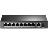 9-портовый 10/100 Мбит/с неуправляемый PoE коммутатор, 8 портов PoE+, IEEE 802.3af/at, бюджет PoE 65 Вт, стальной корпус, режим Extend Mode для передачи PoE до 250 метров,  приоритетный режим на пор
