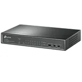 9-портовый 10/100 Мбит/с неуправляемый PoE коммутатор, 8 портов PoE+, IEEE 802.3af/at, бюджет PoE 65 Вт, стальной корпус, режим Extend Mode для передачи PoE до 250 метров,  приоритетный режим на пор