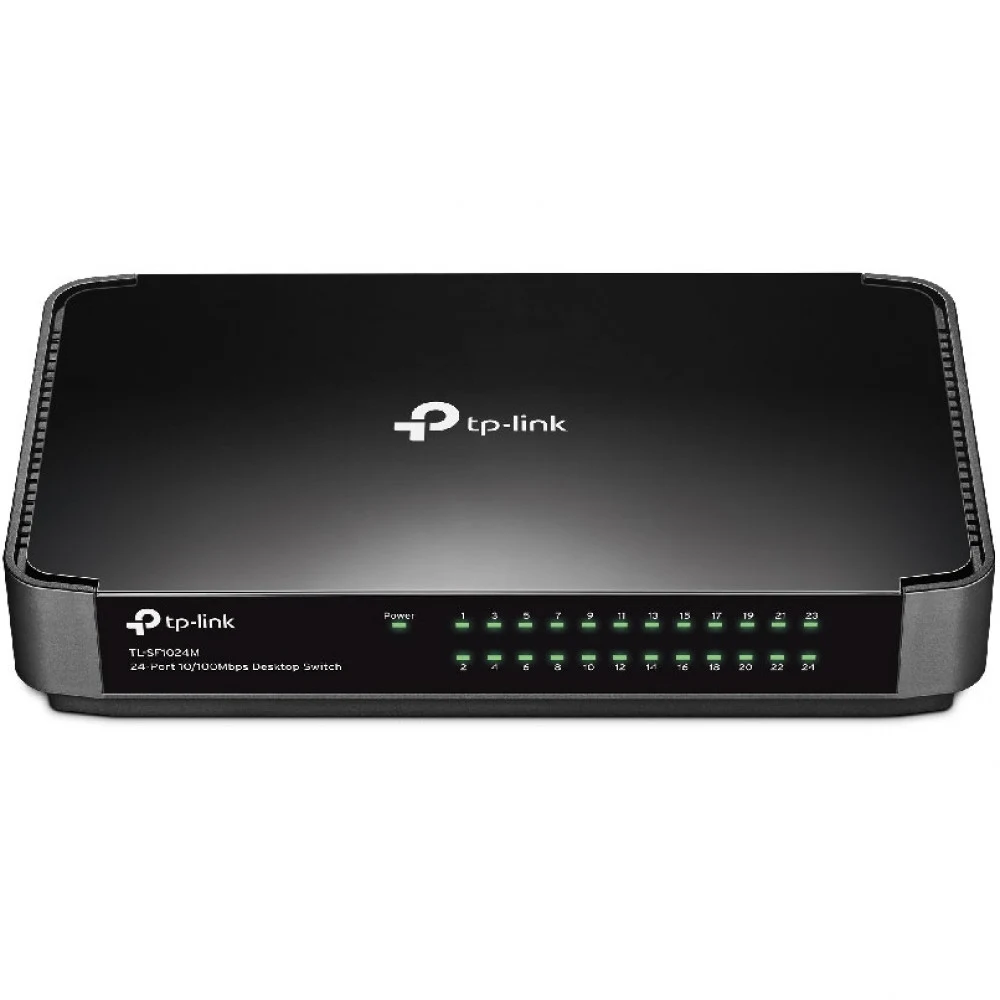 TP-Link TL-SF1024M 24-портовый 10/100 Мбит/с настольный коммутатор Инновационная энергосберегающая технология позволяет экономить до 67% потребляемой электроэнергии Контроль потока IEEE 802.3x для п