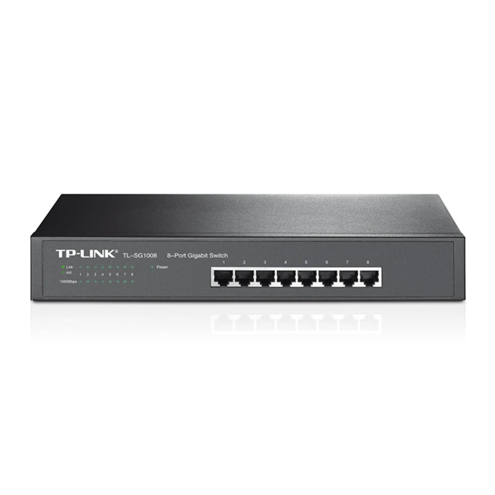 Коммутатор GbE 8-портовый Tp-Link TL-SG1008 &lt 8-port Gigabit Switch, 1U стоечный, металический корпус&gt