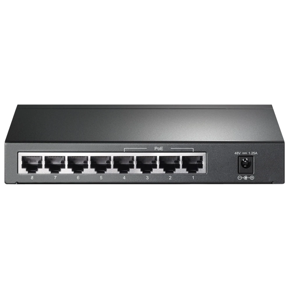 Коммутатор TP-Link TP-Link TL-SG1008P 8-портовый гигабитный настольный PoE коммутатор, 8 гигабитных портов RJ45 + 4 порта PoE, IEEE 802.3af, бюджет PoE 53 Вт, стальной корпус