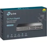 Коммутатор PoE+ GbE Easy Smart 16-портовый Tp-Link TL-SG1016PE 16 портов GbE (из них 8 портов с поддержкой PoE 802.3 af/at), QoS 802.1p/DSCP, IGMP Snooping, бюджет мощности PoE 110W, 32 VLAN, утилит