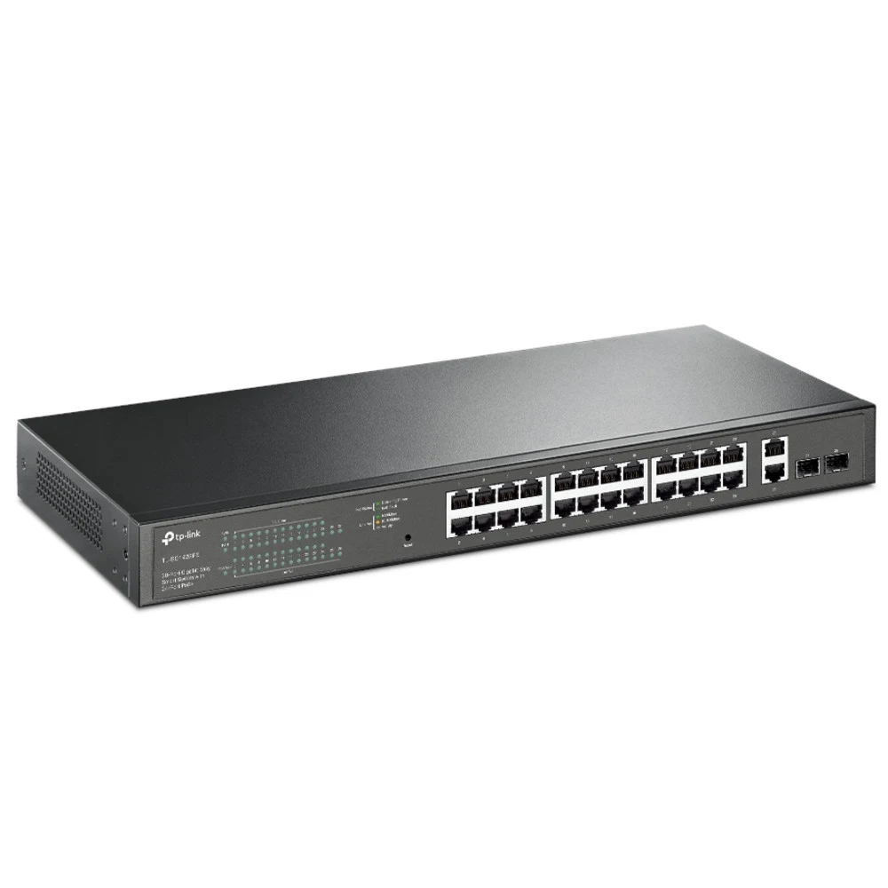 Коммутатор PoE+ GbE Easy Smart 28-портовый Tp-Link TL-SG1428PE &lt 24-портовый гигабитный коммутатор с 24 портами PoE+ IEEE 802.3af/at, 2 GbE RJ45, 2 гигабитных SFP-слота, приоритизация (QoS) 802.1p